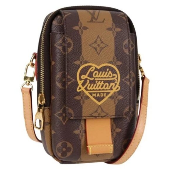 LOUIS VUITTON Monogram Stripe LV x NIGO Double Phone Pouch M81005 LV Auth 118926 - Picture 1 of 16